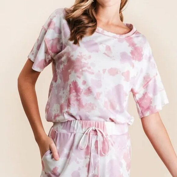 BiBi Tie Dye Print Terry Shorts With Side Pockets - Picture 7 of 16